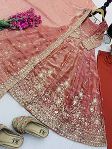 Vestido de Mujer TENNECY con Dupatta, Bordado Moti, Reversible, de Secado Rápido, Antiarrugas, Largo hasta el Tobillo, Corte Regular, para Todas las Temporadas, Ideal para Fiestas - Product Image 4