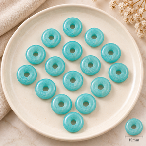 Colgante de Amazonita Lisa en Forma de Donut de 15mm, Verde Azulado, Gema, Cristal Curativo, Energía Reiki, Diseño para Fabricación de Joyas - Product Image 4