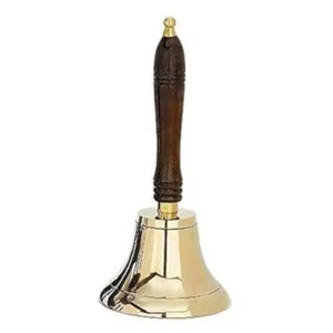 Campana de Mano de Latón Chapada en Oro con Diseño Religioso en Relieve, Forma Redonda para Decoración del Hogar - Product Image 6