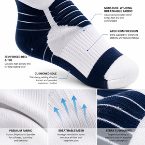 Chaussettes de compression athlétiques haute performance X Sports City, en Spandex/Polyester/Coton, pour l'hiver, multicolores, rayées, camouflage - Product Image 4