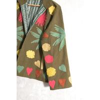 Veste matelassée respirante à col montant, brodée style tribal Suzani, motif floral d'hiver, style bohème hippie, faite main, style vintage, pour festival