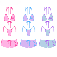 Ensemble bikini deux pièces côtelé extensible pour femme, maillot de bain personnalisé à l'avant, ajustable, léger, haute qualité, OEM, marque privée
