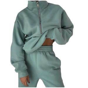 Servicio OEM Personalizar Conjuntos de ropa de chándal de mujer Moda Tallas grandes Cremallera Lavado ácido Trajes de chándal de mujer para la venta 2026 HI - Product Image 5