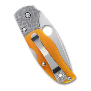 Couteaux pliants orange haut de gamme avec bolster métallique décoratif gravé, lame argentée lisse, clip de poche compact et design élégant - Product Image 4