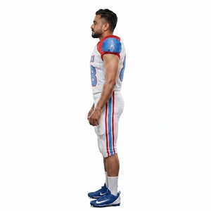 Maillot de football américain en maille 100 % polyester à col en V, personnalisé par sublimation, uniformes d'équipe pour hommes et jeunes, fabricant OEM, vente en gros, manches courtes - Product Image 3
