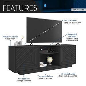 Supporto TV moderno per TV fino a 70 \ "Techni Mobili Black Media - Product Image 3