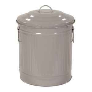 Poubelle en métal gris de haute qualité avec couvercle, poubelle ronde en fer galvanisé, poubelle de cuisine, poubelle intérieure, seau de rangement pour déchets - Product Image 1