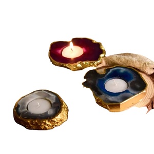 Tiradores de cajón de armario de ágata azul a granel, portavelas de estilo de amor de lujo con diseño de borde dorado para armarios y puertas de cocina - Product Image 1