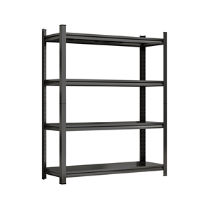 Scaffale di Stoccaggio in Metallo Nero a 4 Ripiani Regolabile in Altezza 160 cm x 115 cm x 45 cm Organizzatore Verticale per Garage, Montaggio Richiesto - Product Image 1
