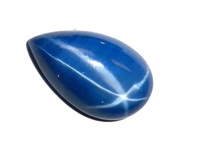 Saphir bleu étoilé poire 11x17 mm 8,5 carats, cabochon poli créé en laboratoire, effet étoile à 6 branches, hauteur 5 mm pour la fabrication de bijoux - Product Image 2