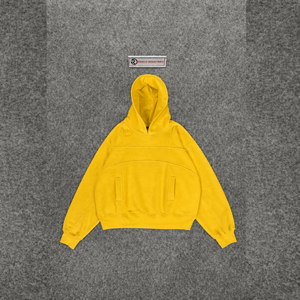 PREMIUM YELLOW OVERSIZED HOODIE <b>MEN</b> WINTER <b>Men</b> Cotton French Terry Casual Autumn Solid Color Pocket Design Regular Embroidered - Product Image 5