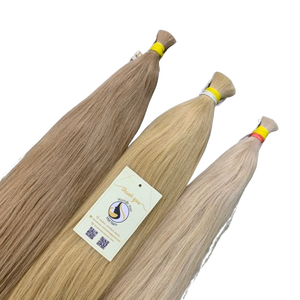 Nouveauté Cheveux vierges russes Cheveux humains en vrac droits naturels blond clair avec vague profonde lâche directement de l'usine - Product Image 1