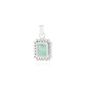 Wholesale Classic Octagon Cut Natural <b>Emerald</b> & Diamond Halo <b>Pendant</b> in 925 Sterling Silver Fine Jewelry For Women's - Product Image 5