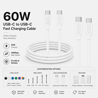 Câble de charge rapide Type C vers Type C 60W, cordon de transfert de données rapide, tablettes et appareils USB-C, iOS iPhone et Samsung S24 Ultra