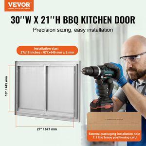 Porta di Accesso BBQ a Incasso Verticale in Acciaio Inossidabile da 30W x 21H Pollici per Unità di Stoccaggio a Muro per Cucina Esterna - Product Image 2