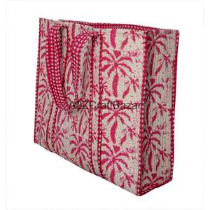 Bolsa de Mano Grande Multicolor con Estampado Floral, 100% Algodón Puro, Acolchada, Ecológica, con Asa Larga para la Playa y Compras - Product Image 1