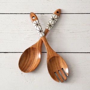 High Demand Resin & Wood Salad Server Utensils <b>Spoon</b> with Premium Polished Resin <b>Soup</b> Noodle Serving Tools Set for Kitchen Usage - Product Image 1