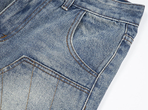 Shorts en jean baggy Y2K avec strass, coupe ample, taille élastique, décontracté, streetwear d'été pour hommes - Product Image 3