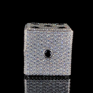 Breloques dés en moissanite sertie de diamants, unisexe, en argent sterling 925 plaqué rhodium, bijoux hip-hop, cadeau tendance pour lui - Product Image 5