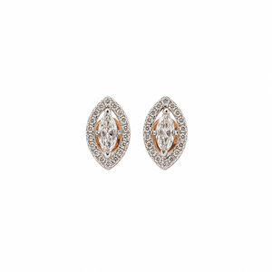Boucles d'oreilles clous en or massif 14 carats Namivaa avec micro-incrustation de diamants taille marquise pour femme, finition polie, élégantes pour les fêtes, mariages et usage quotidien - Product Image 2