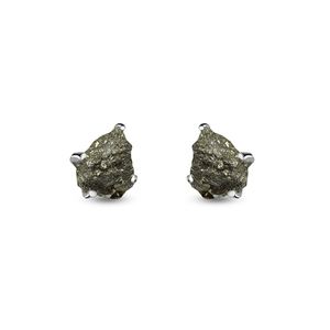 925 Sterling <b>Silver</b> Natural Pyrite Rough Butterfly Lock <b>Stud</b> <b>Earrings</b> Fashion Trendy Dainty Claw Setting Pack 4 Party Engagement - Product Image 2