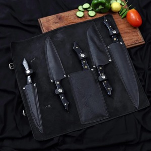 Juego de 5 Cuchillos de Acero de Damasco con Mangos Negros y Estrellas Doradas, Cuchillos de Cocina de Hoja Recta - Product Image 3