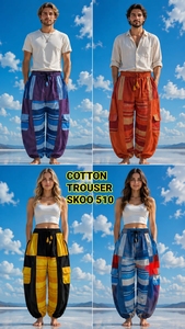 SK NOOR SONS Presents New 100% Cotton Winter Eco-Friendly Loose Vintage Casual <b>Trousers</b> Elastic Waist <b>Lightweight</b> Breathable - Product Image 2