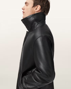 Men Genuine Leather Slim <b>Biker</b> <b>Jacket</b> with Reversible Faux Fur Collar Waterproof Windproof Winter Outerwear Regular Fit Moto - Product Image 2