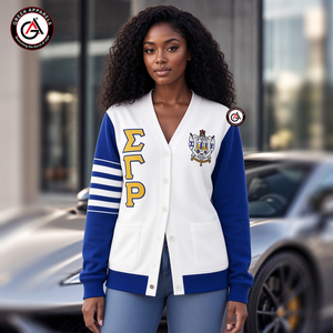 เสื้อคาร์ดิแกนไหมพรมอะคริลิกปักลาย Sigma Gamma Rho Sorority สำหรับผู้หญิงใส่ในฤดูหนาว |   สไตล์วินเทจแบบสั่งทำ - Product Image 4