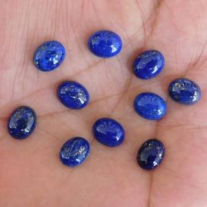 พลอยลาพิส ลาซูลีทรงรีแบบคาโบชอง ขนาดมาตรฐาน  ไม่ผ่านการปรับแต่ง  พร้อมใบรับรอง  สำหรับทำเครื่องประดับ - Product Image 6