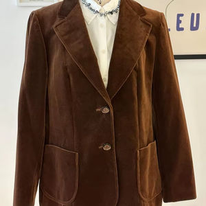 Blazer vintage en velours marron pour femme St Michael, veste classique cintrée - Product Image 1