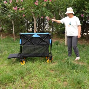 Carrello Pieghevole Grande Capacità con Estensione Extra Lunga per Giardino, Shopping e Spiaggia, Disponibile in Nero e Blu - Product Image 2