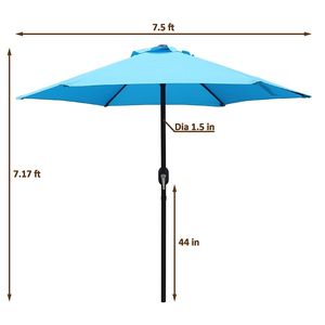 Sombrilla de Patio de 7.5 pies con Manivela, Sombrilla de Mercado para Exteriores, 6 Varillas Resistentes, Impermeable, para Jardín o Terraza - Product Image 2