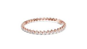 Pulsera de tenis de oro macizo de 18K con diamantes cultivados en laboratorio de corte brillante redondo de 3.5ct, engaste tipo collet, para mujer, joyería fina con cierre de eslabones - Product Image 3