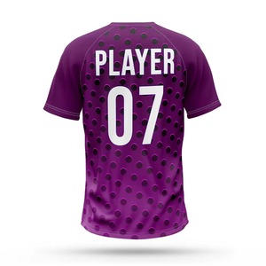 Custom Baseball Jersey Purple Polka Dot Sublimated Print Breathable 100% <b>Polyester</b> Short Sleeve Regular Fit - Product Image 3