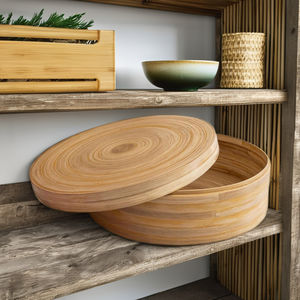 Petite boîte de rangement en bambou souvenir de haute qualité boîte ronde personnalisée boîte-cadeau organisateur de stockage fabriqué au Vietnam - Product Image 1