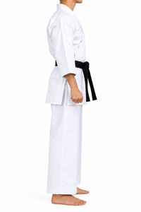 Kimono de karaté blanc 100% coton respirant 300 grammes Coupe classique Vêtement d'arts martiaux pour adulte avec ceinture noire Uniforme Kyokushin - Product Image 3