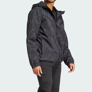 Men's Hooded Windproof <b>Jacket</b> With Lightning Print Sporty Style Polyester Shell Regular Length Spring Wear - Product Image 2