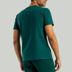 Camiseta de Algodón para Hombre, Cuello Redondo, Manga Corta, Color Verde Oscuro, Logotipo Personalizado, OEM, ODM, Ropa al por Mayor - Product Image 2