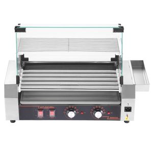 Macchina Commerciale per Hot Dog con 5 Rulli in Acciaio Inox, Doppia Temperatura, 750W, Metodo Doppio di Cottura a Bollitura e Griglia - Product Image 1