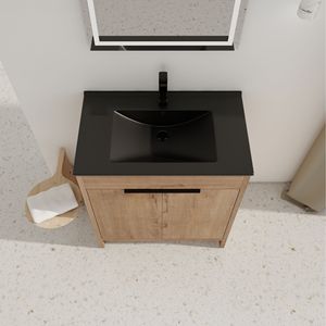 Mobile Bagno Freestanding da 30 Pollici con Lavabo, 2 Ante Soft-Close, Imballaggio KD, Modello BVB02430IMO BL9075BK - Product Image 2