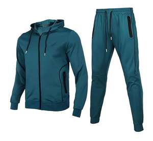 Survêtement de jogging personnalisé pour hommes, coupe slim, 100 % polyester, sweat-shirts et pantalons à fermeture éclair, ensembles de survêtements pour hommes - Product Image 1