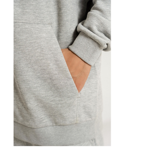 Ensemble de survêtement gris à capuche pour homme, fermeture éclair intégrale, coupe ample, sweat-shirt et pantalon en coton, tenue décontractée d'automne, couleur unie, poches latérales - Product Image 6