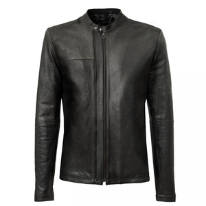 Wholesale Men's Winter <b>Jackets</b> Genuine <b>Sheepskin</b> Leather Slim Fit Motorcycle Perforated Design Stand Breathable Windproof Made - Product Image 1