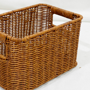 Natural Rattan Storage <b>Basket</b> Handwoven Shelf Organizer with <b>Handles</b> - Product Image 6