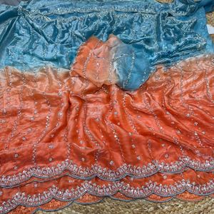 Exclusive Designer Look Fandy Satin Silk <b>Saree</b> with Elegant <b>Blouse</b> Stylish Fancy Latest Indian Modest Party Wear Women <b>Saree</b> - Product Image 3