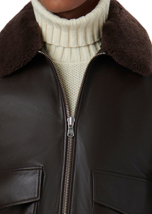 2026 Factory OEM High Quality Men's Genuine Leather Bomber Jacket Varsity Breathable Windproof Winter Zipper Closure - Product Image 2