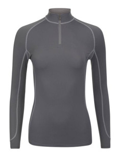 Camiseta de equitación de manga larga para mujer Horsekraft de alta calidad, con media cremallera, de secado rápido, transpirable, color gris. - Product Image 5