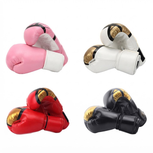 Unisex PU Leather <b>Boxing</b> <b>Gloves</b> Full Finger Lace-up Design for <b>Boxing</b> Training and Sparring in Pink <b>White</b> Red Black Colors - Product Image 6