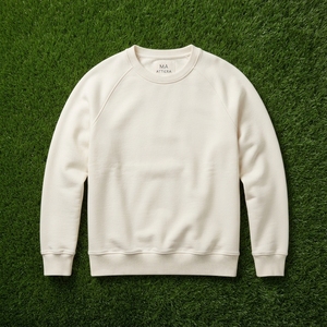 <b>Mens</b> Cream Crewneck Sweatshirt Raglan <b>Sleeve</b> Plain Casual Streetwear Pullover <b>Long</b> <b>Sleeve</b> <b>Top</b> - Product Image 5